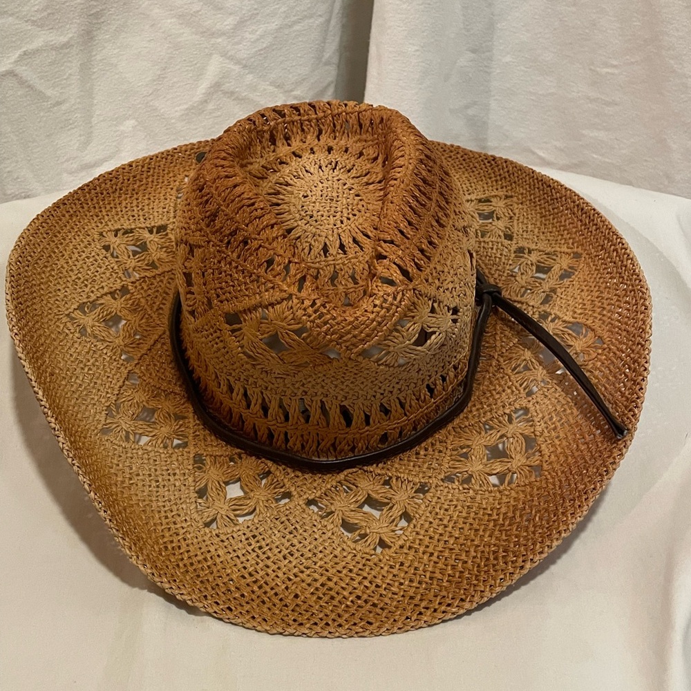 Peter Grimm Brown Woven Straw Cowboy Hat